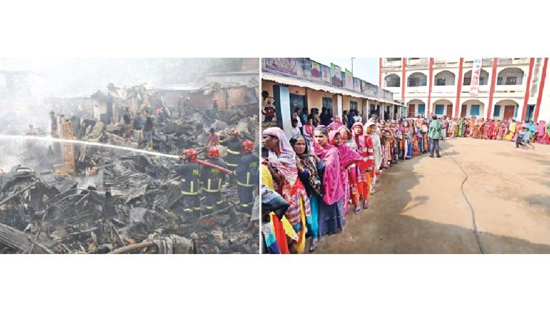 Fire burns Mirpur slum 