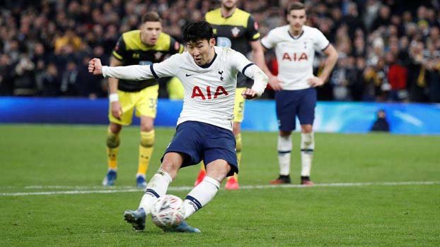 Son’s late penalty sends Spurs into FA Cup fifth round