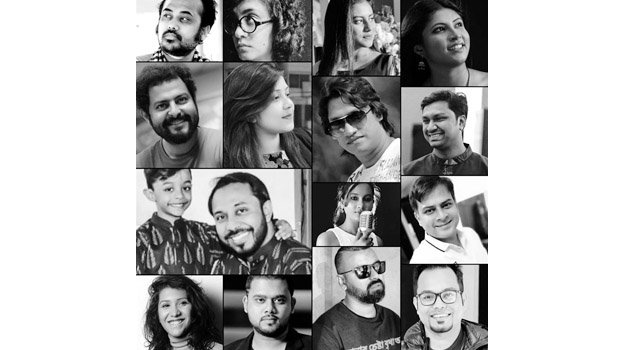 16 artistes sing Rabindra song at home