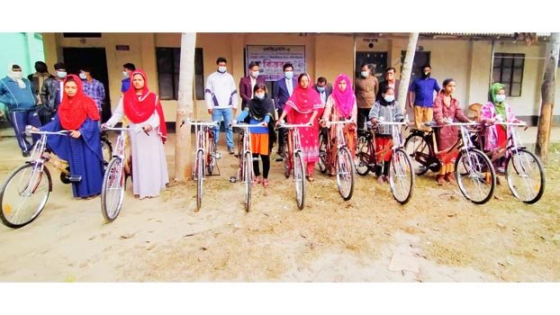 Poor girls get bicycles marking Mujib Barsho