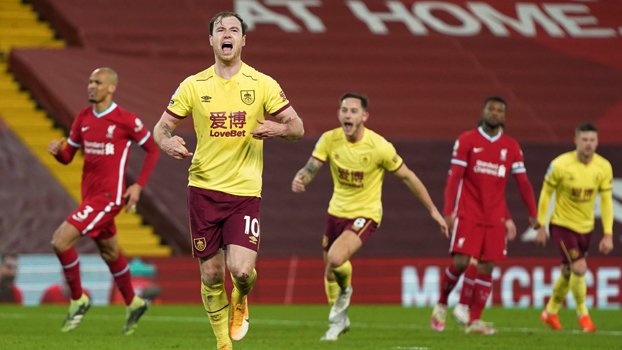 Liverpool’s 68-game unbeaten home run ended by Burnley