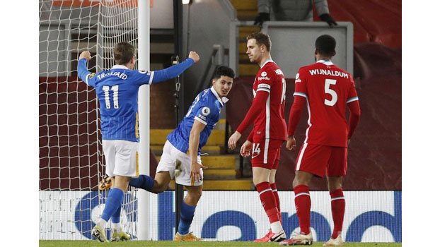 Brighton stun Liverpool