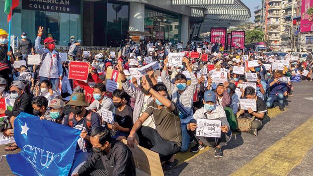 Myanmar protesters march again, defying ban on gatherings