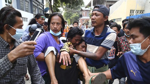 2 Myanmar protesters killed by police fire