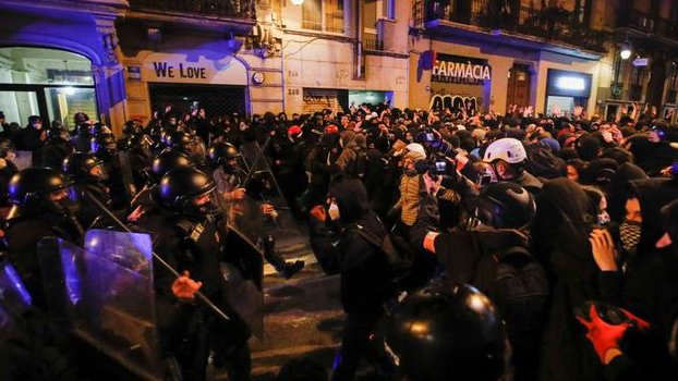 Violence flares as protests over jailing of Spanish rapper extend into fifth night