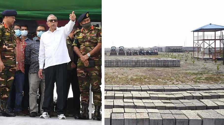 President visits construction work of ‘Mithamain Cantonment’
