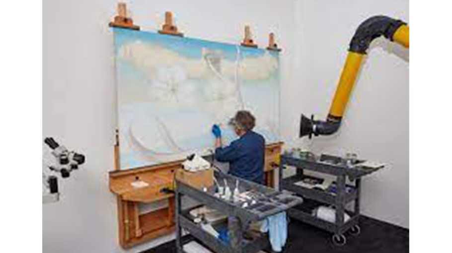 Damaged O’Keeffe painting on display again after restoration