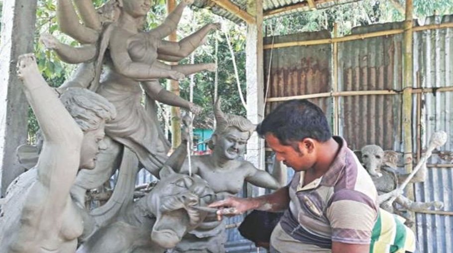 Durga Puja preparations go on in full swing in Gaibandha