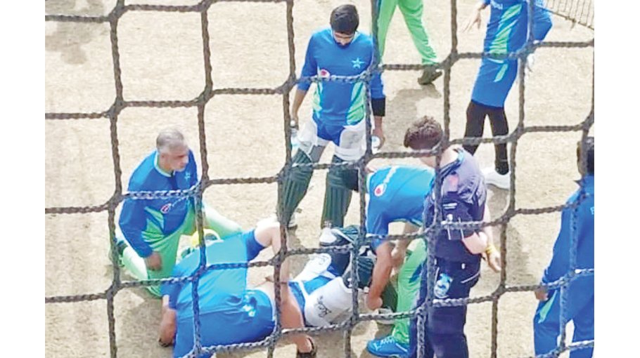 Shan Masood taken for scans after hit on the head