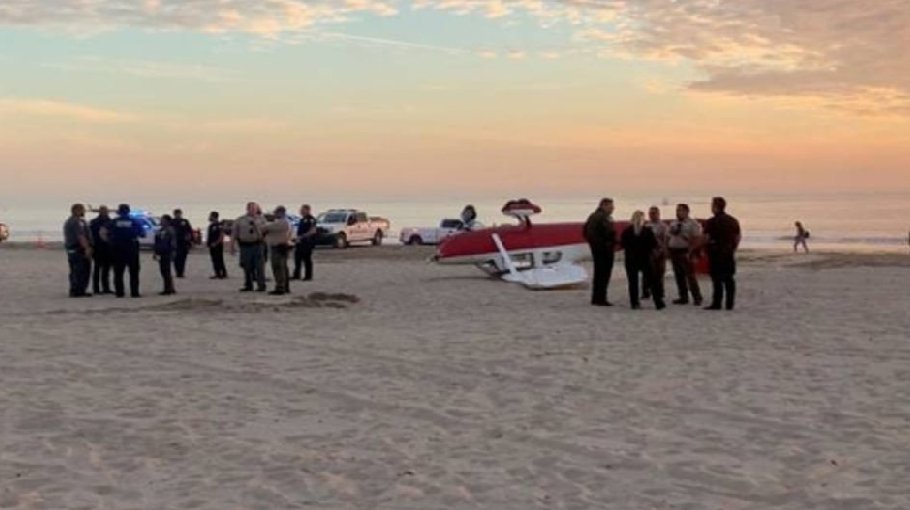 One dead as plane crash-lands on California beach