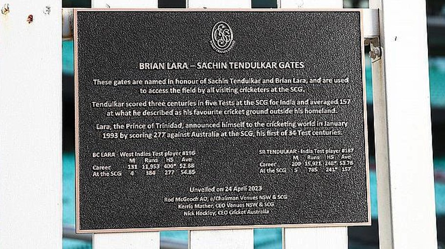 Tendulkar honoured with gates at Sydney Cricket Ground