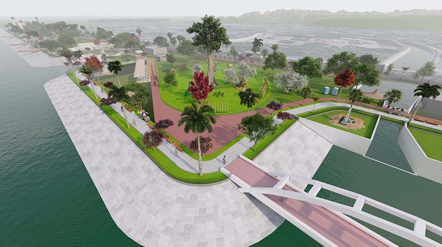 Green park, playground on the cards near Karnaphuli River