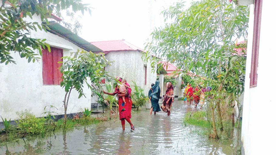 Lakshmipur shelter project residents stranded  in floodwater
