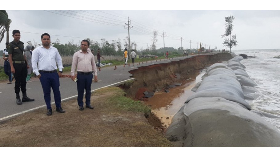 Geo bags placed to prevent erosion of Cox's Bazar Marine Drive