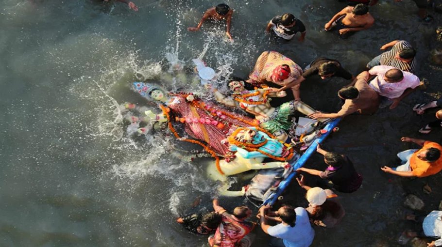 Durga Puja ends with immersion of  idols in Netrakona