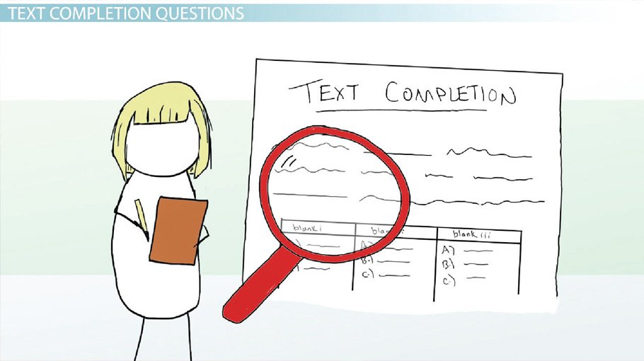 Single Blank Text Sentence Completion questions for GRE