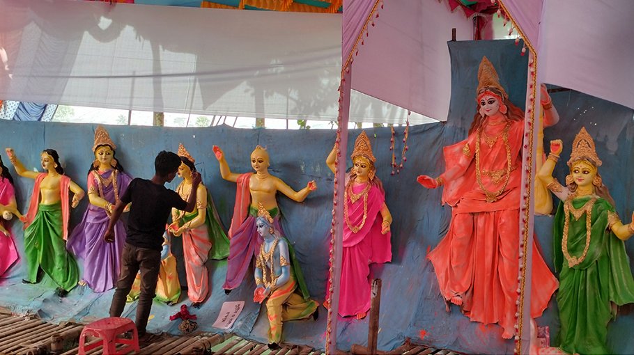 37 idols made in   Chitolmari for   Saraswati Puja