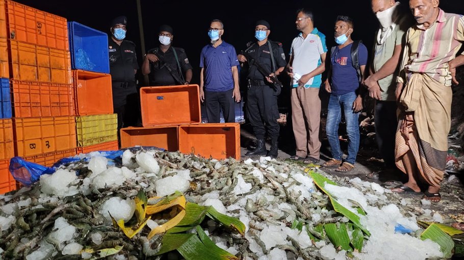 360-kg chemical-treated shrimp destroyed, fined Tk 18,000 