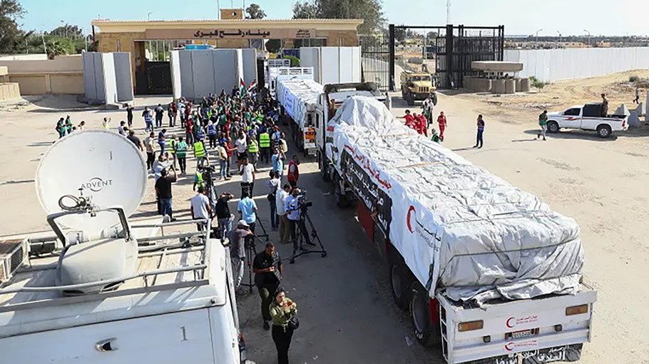 Aid trucks from Egypt enter Gaza via Kerem Shalom crossing