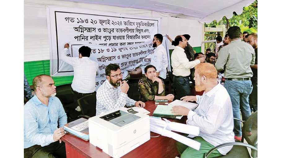 BRTA staff work under tents