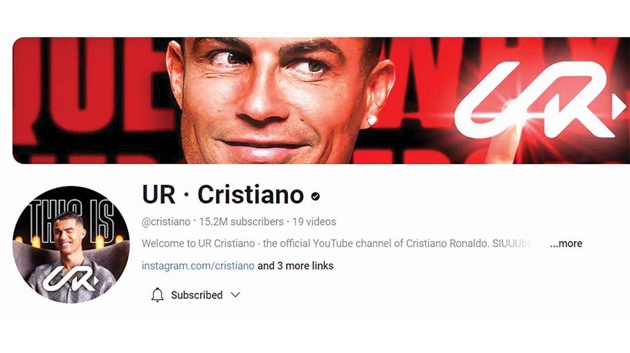 Ronaldo’s YouTube channel gains 15m subscribers within a day