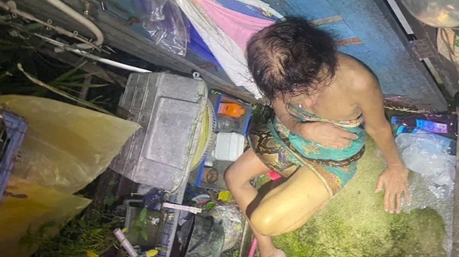 Huge python grabs Thai woman in  her kitchen 