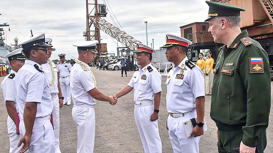 Russian navy ships arrive in Myanmar for joint drills