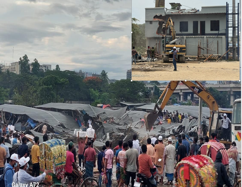 BWD evicts illegal structures from Mirpur Embankment