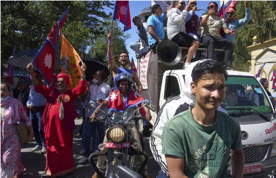 Tens of thousands demonstrate in Nepal seeking restoration of ousted monarchy