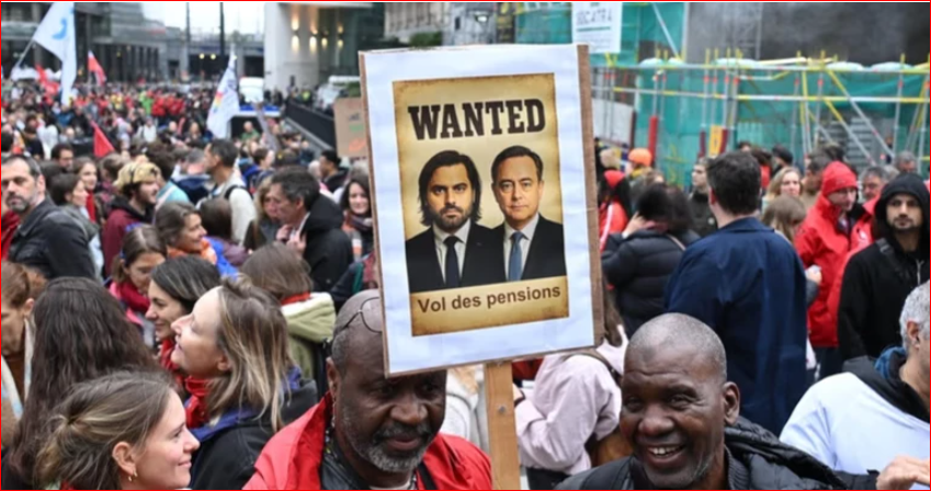 Tens of thousands protest austerity in Brussels, police use tear gas