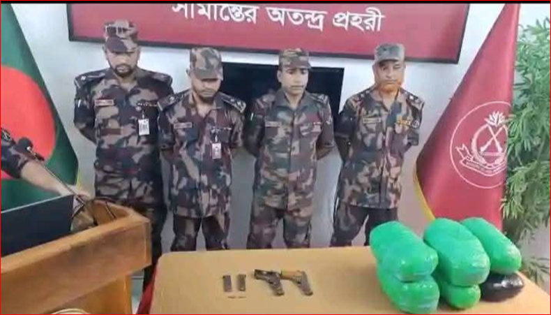 BGB seize foreign pistols, Cannabis at Cumilla border