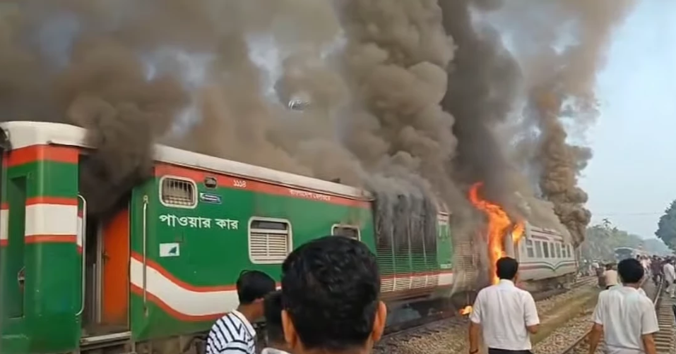 Chattala Express train catches fire in Sitakunda